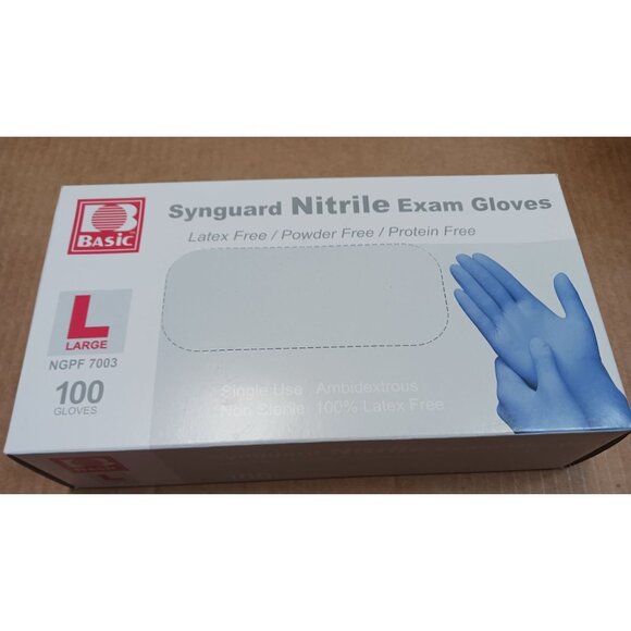 Basic Synguard Nitrile Exam Gloves Size Large Ambidextrous - Picture 1 of 3